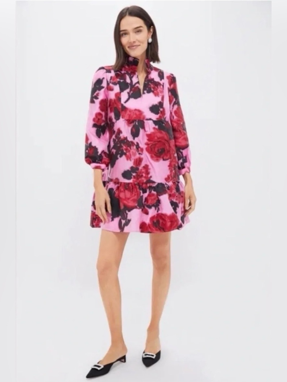 Tuckernuck Pink Floral Tiered Long-Sleeve Dress - Cerise Blossom Jacquard Palmer